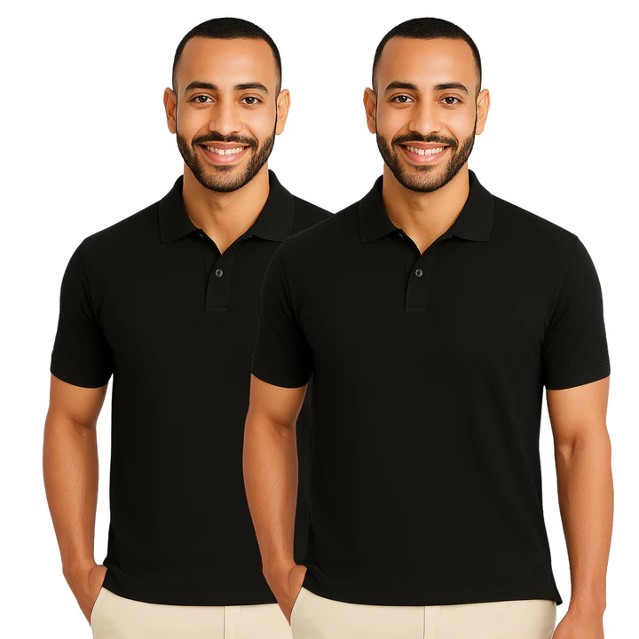 Half Sleeves Polo T-Shirt for Men (Black_Pack of 2)
