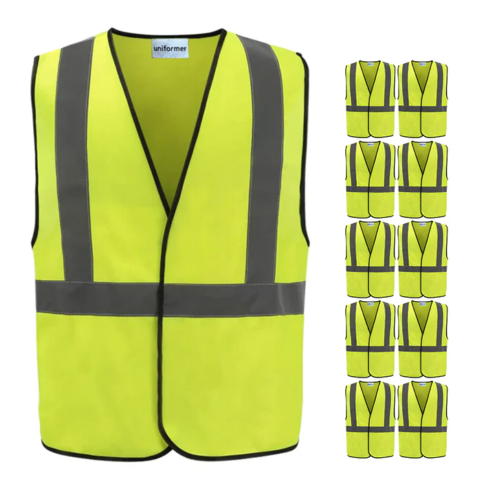 Pack Of 10 Reflective Safety Jacket – Yellow