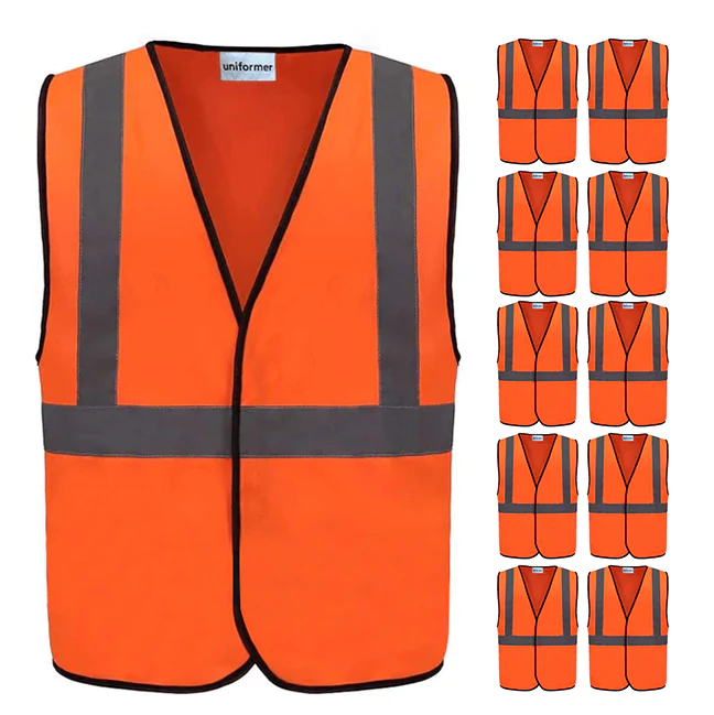 Pack Of 10 Reflective Safety Jacket – Orange